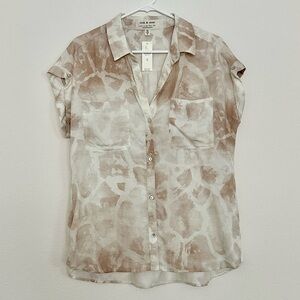 Anthropologie Cloth & Stone Cream and Tan Blouse Size M